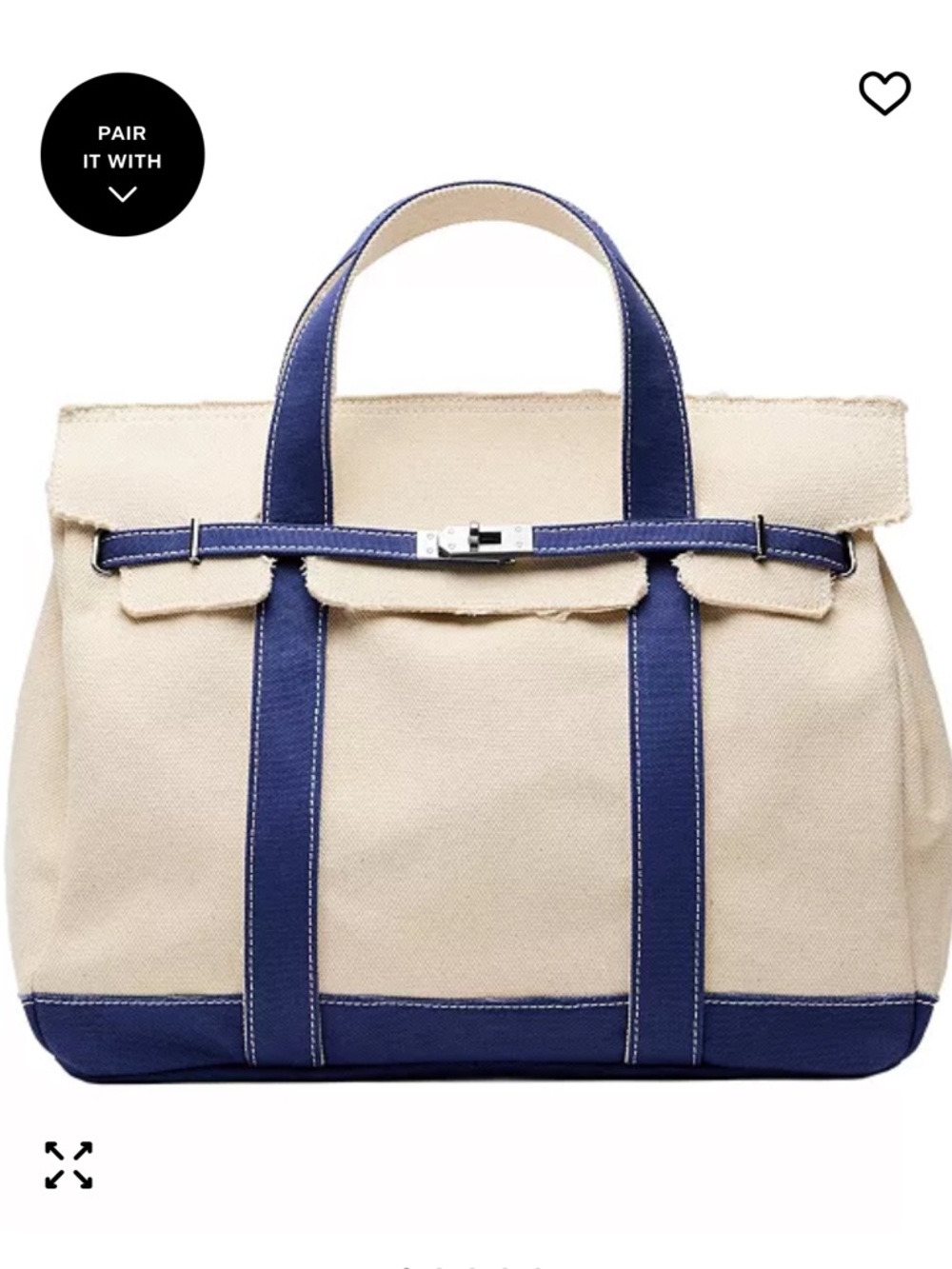 SUNWIN Canvas Tote with Navy Trim -and natural canvas ! SUMMER PERFECTION
